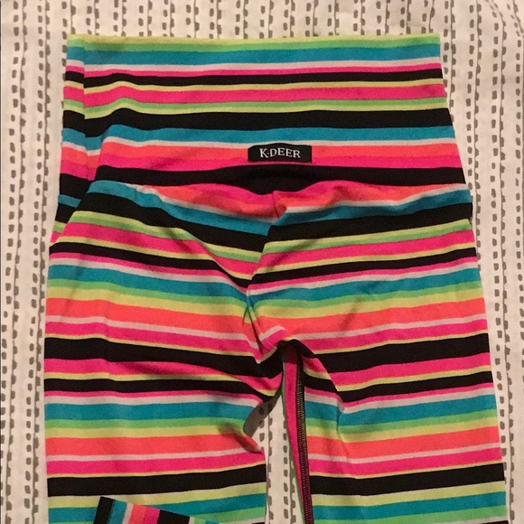 K-DEER Pants - K-Deer Punk Rock Capri Stripe Legging size Small brightest colors !!!😊